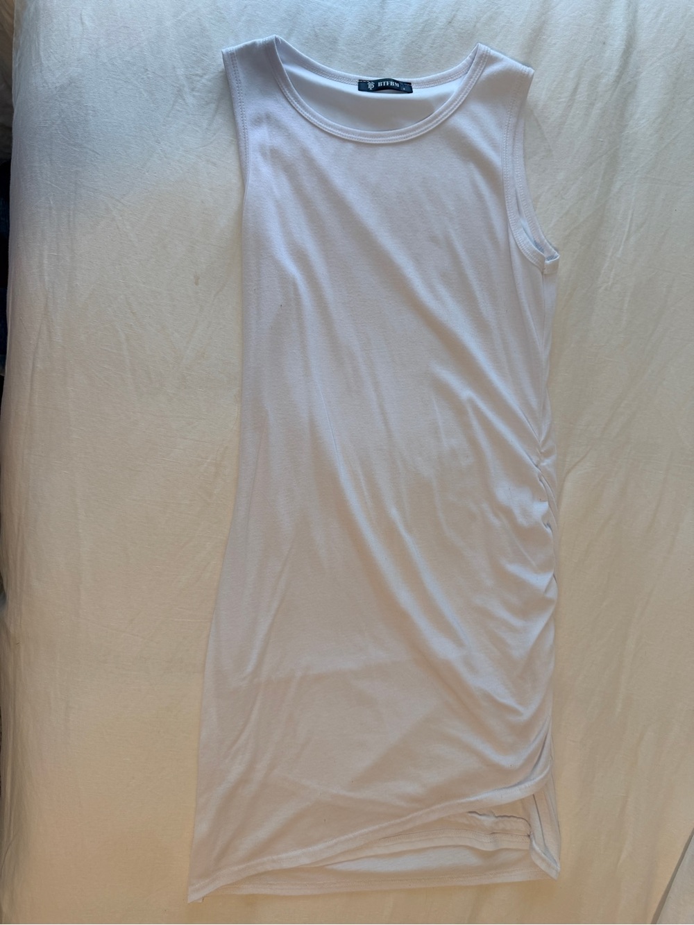 Sleeveless White Midi Dress by BTFBM — Clean Contemporary Staple - Picture 1 of 3